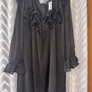 Boohoo Charcoal Ruffled Dress